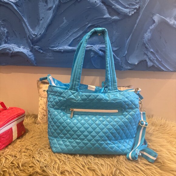 Oliver Thomas Tote Kitchen Sink Azure Blue White Stripe - Picture 2 of 4